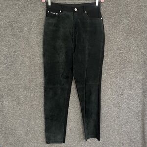 Vtg VOTRE NOM JEANS‎ Suede Front Women's SZ 42 (28x29) Elastic Waist Zip Black